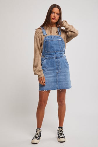 90s Dungaree Dress True Blue