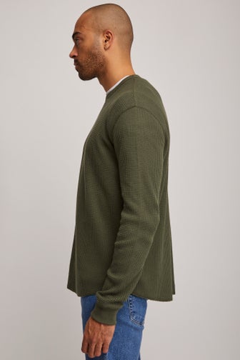 Calvin Klein Jeans Slim Long Sleeve Waffle Knit T-Shirt Green
