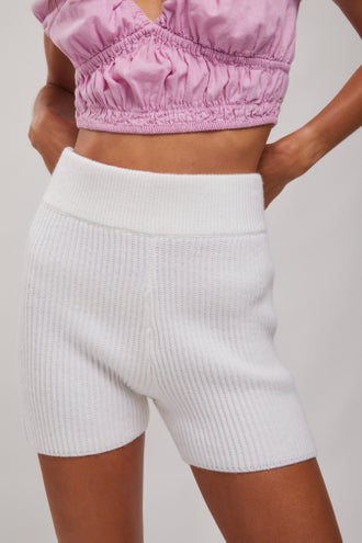 Fine-knit Shorts - Cream/striped - Ladies