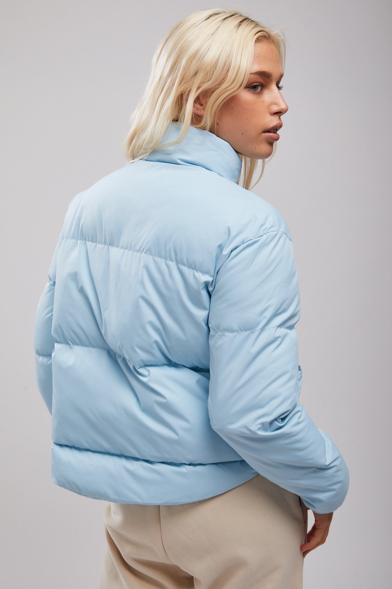 Light blue sale puffer jacket women's