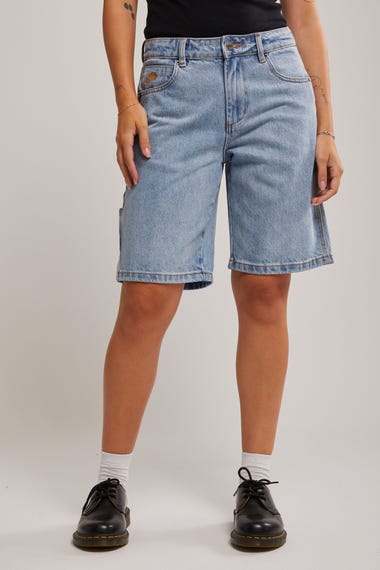 High Waisted Cotton Shorts in Dust Off