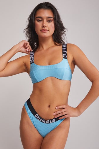 Calvin Klein logo bralette bikini top in blue