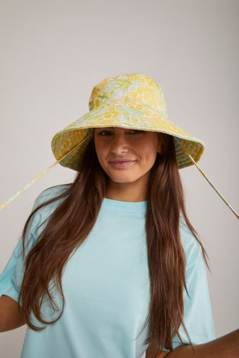 FROME Reversible Wide Brim Bucket Hat Yellow One Size