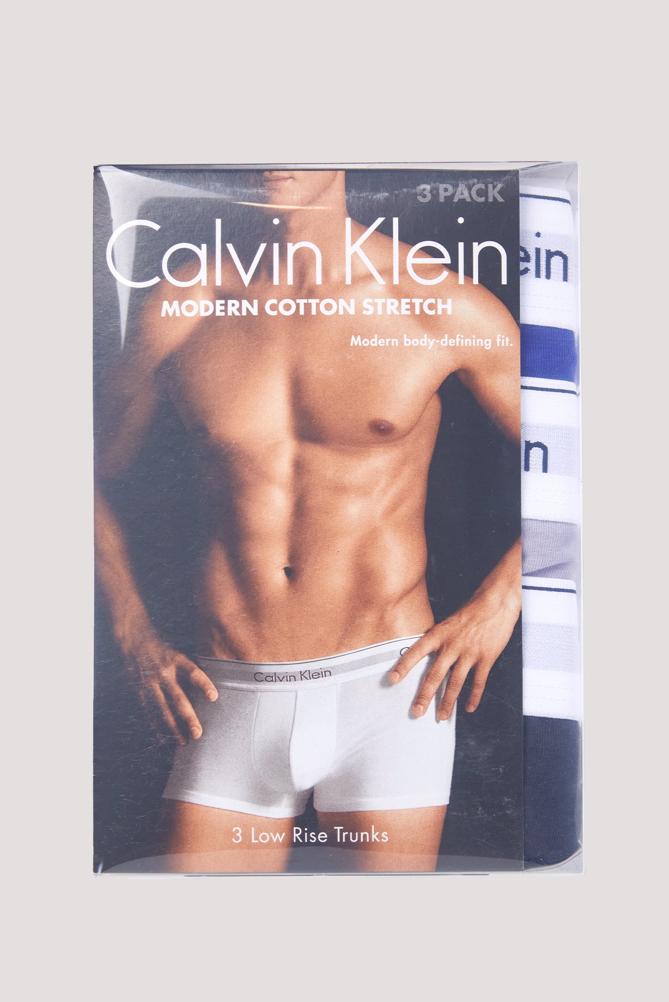 CALVIN KLEIN MEN'S NB1085 MODERN COTTON STRETCH 3 PACK LOW RISE TRUNK, Large