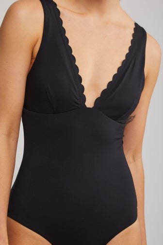 Black Knotted Scalloped One Piece … curated on LTK