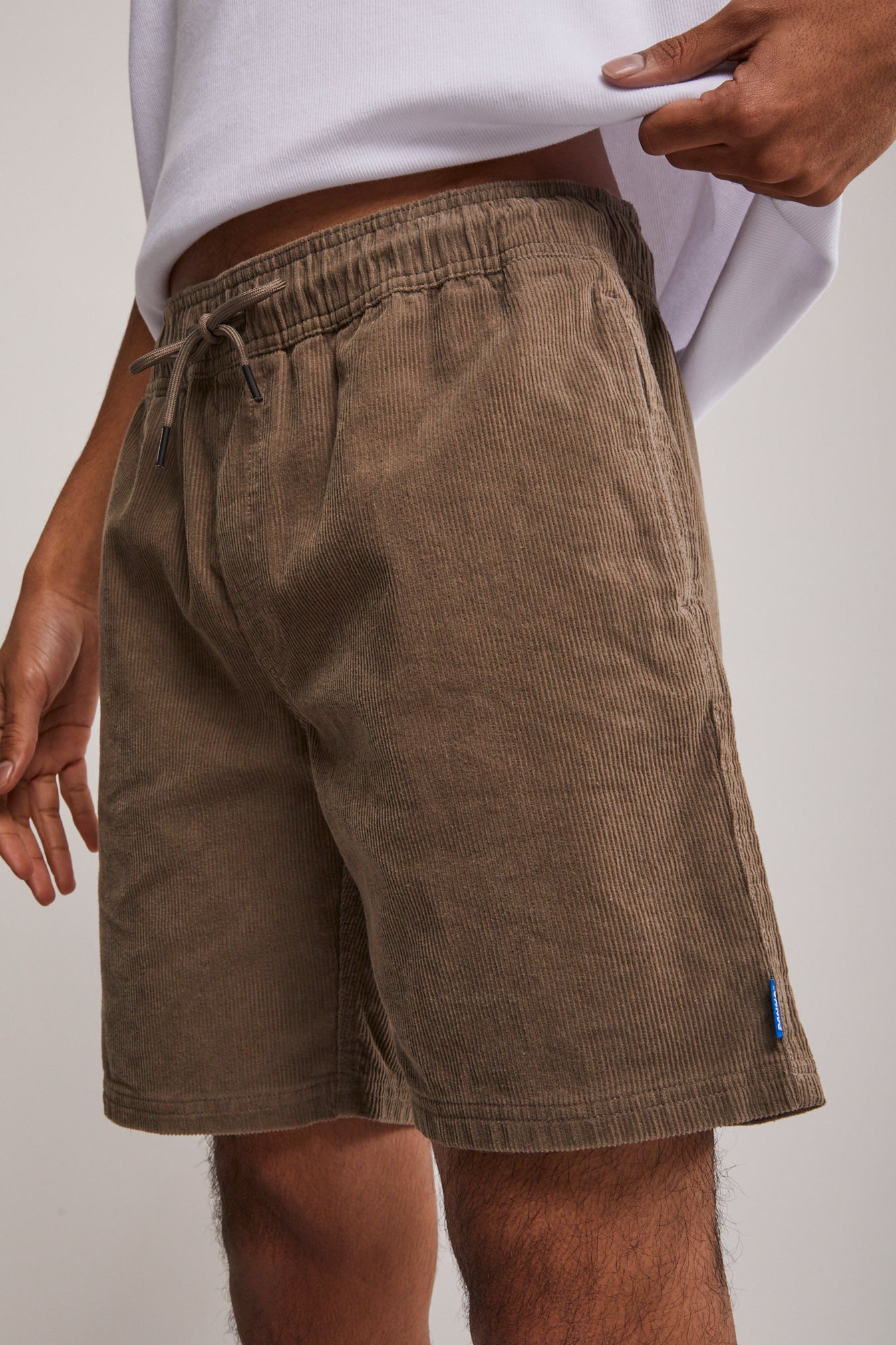 Mens corduroy shorts elastic on sale waist